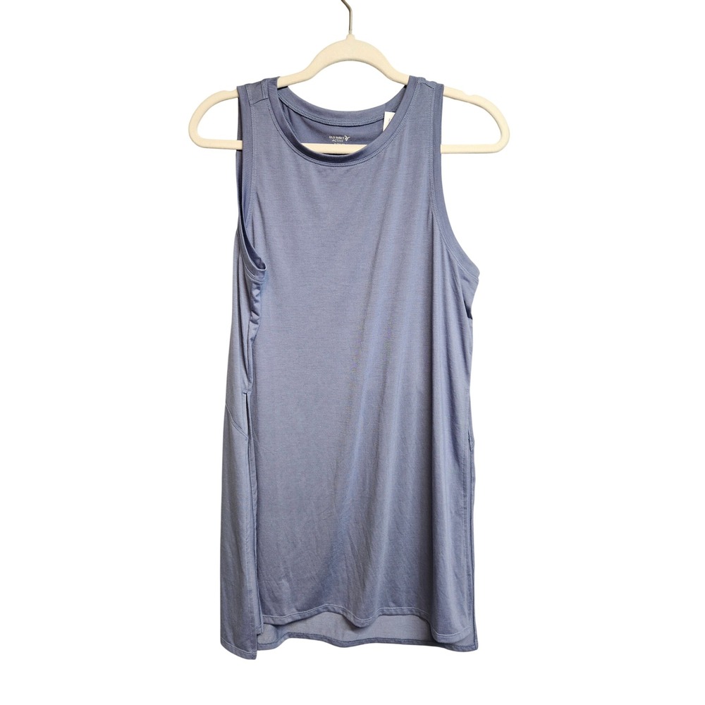 Old Navy Active Ultralite Tank Top Womens Medium Blue Purple Side Slit High Low